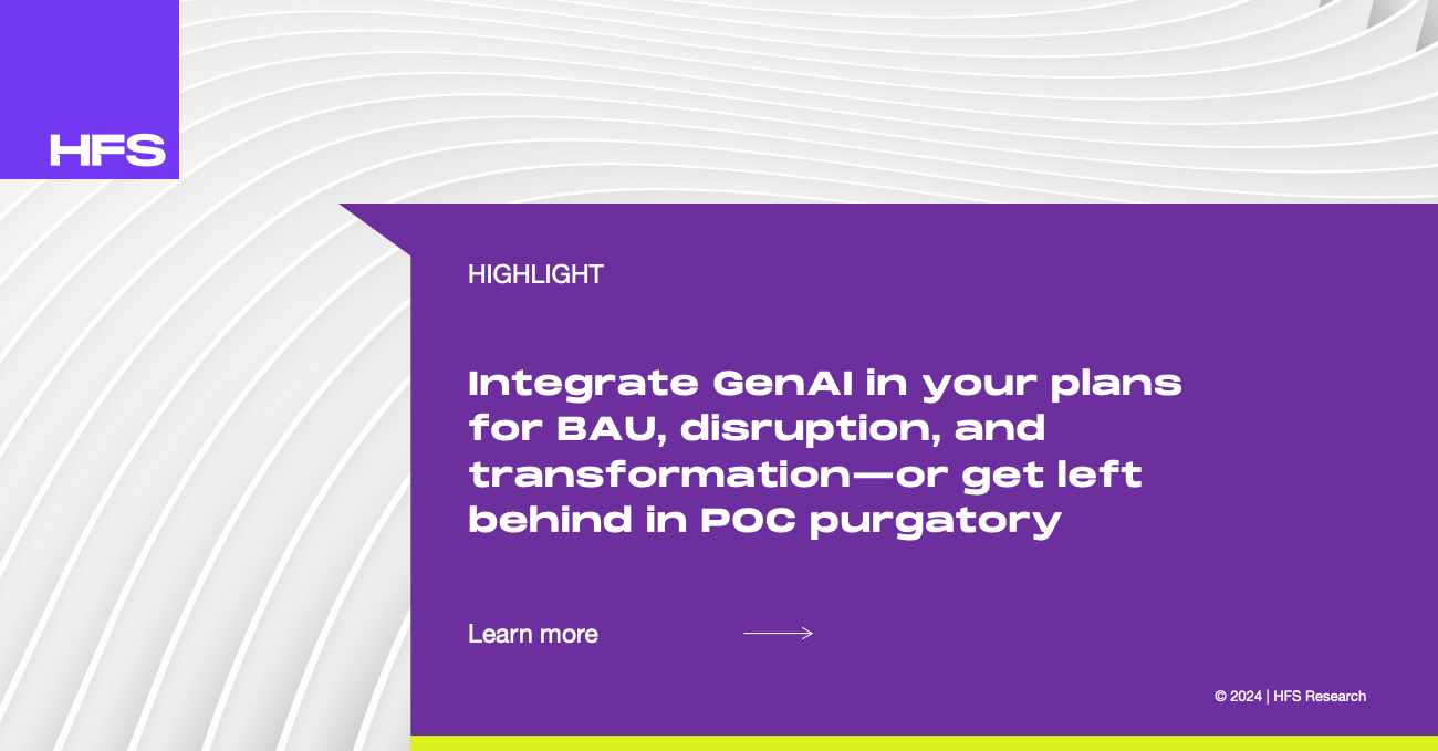 Integrate GenAI in your plans for BAU, disruption, and transformation—or get left behind in POC purgatory.