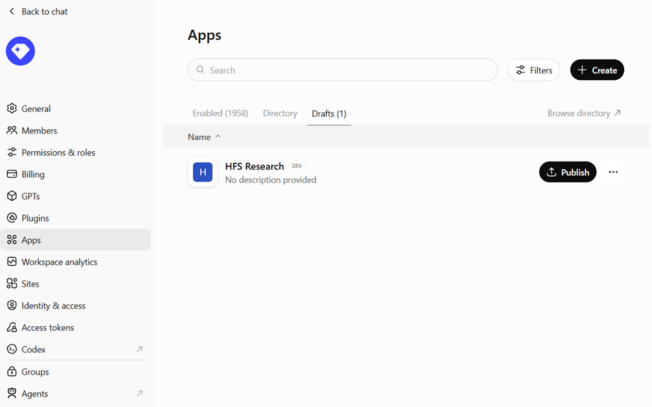 HFS Research OAuth sign-in page at dev.hfsresearch.com with email field